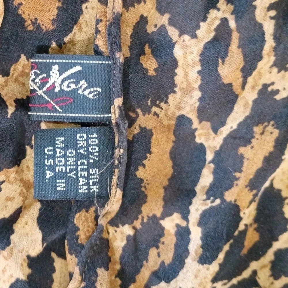 Nick and Nora Vintage Leopard Print Silk Scarf Square Neckerchief Made in USA